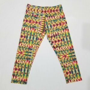 Onzie Colorful Leggings Cropped Capri Ikat Boho hippie S/M